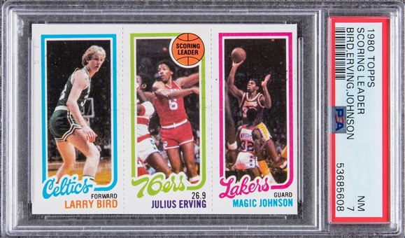 1980/81 Topps Larry Bird/Magic Johnson Rookie Card – PSA NM 7